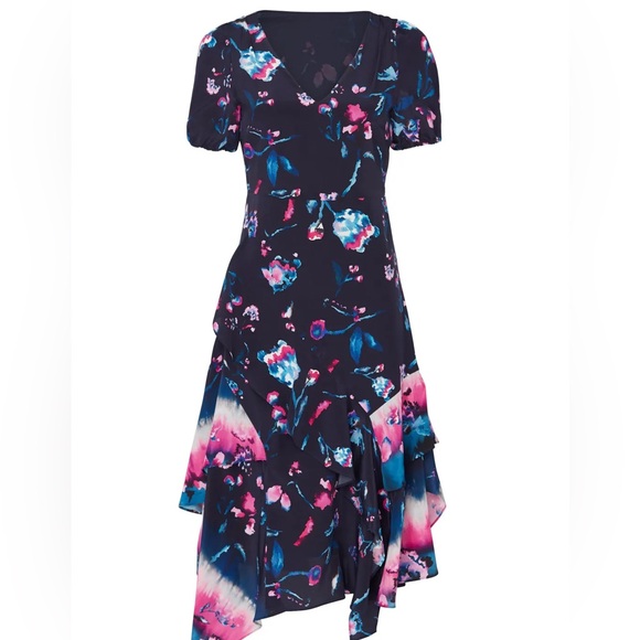 💖NWT WOMENS TANYA TAYLOR ESTRELLA SILK DRESS IN NAVY/TIE DYE FLORAL SIZE 12 - Picture 1 of 17